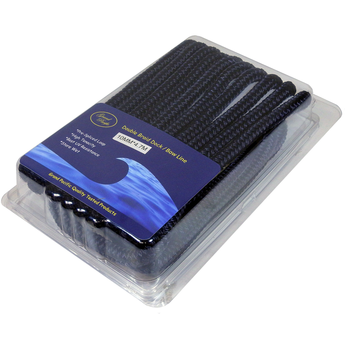 Spliced Double Braid Polyester Dock/Mooring Line 10Mm X 4.71M Navy