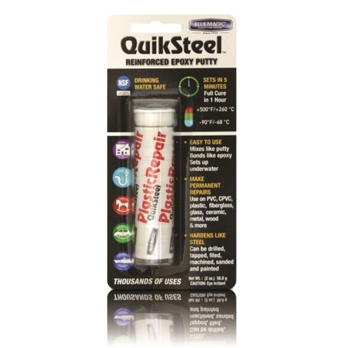 Quiksteel Epoxy Putty Stick 56.8G (Dark Grey) Smart Marine