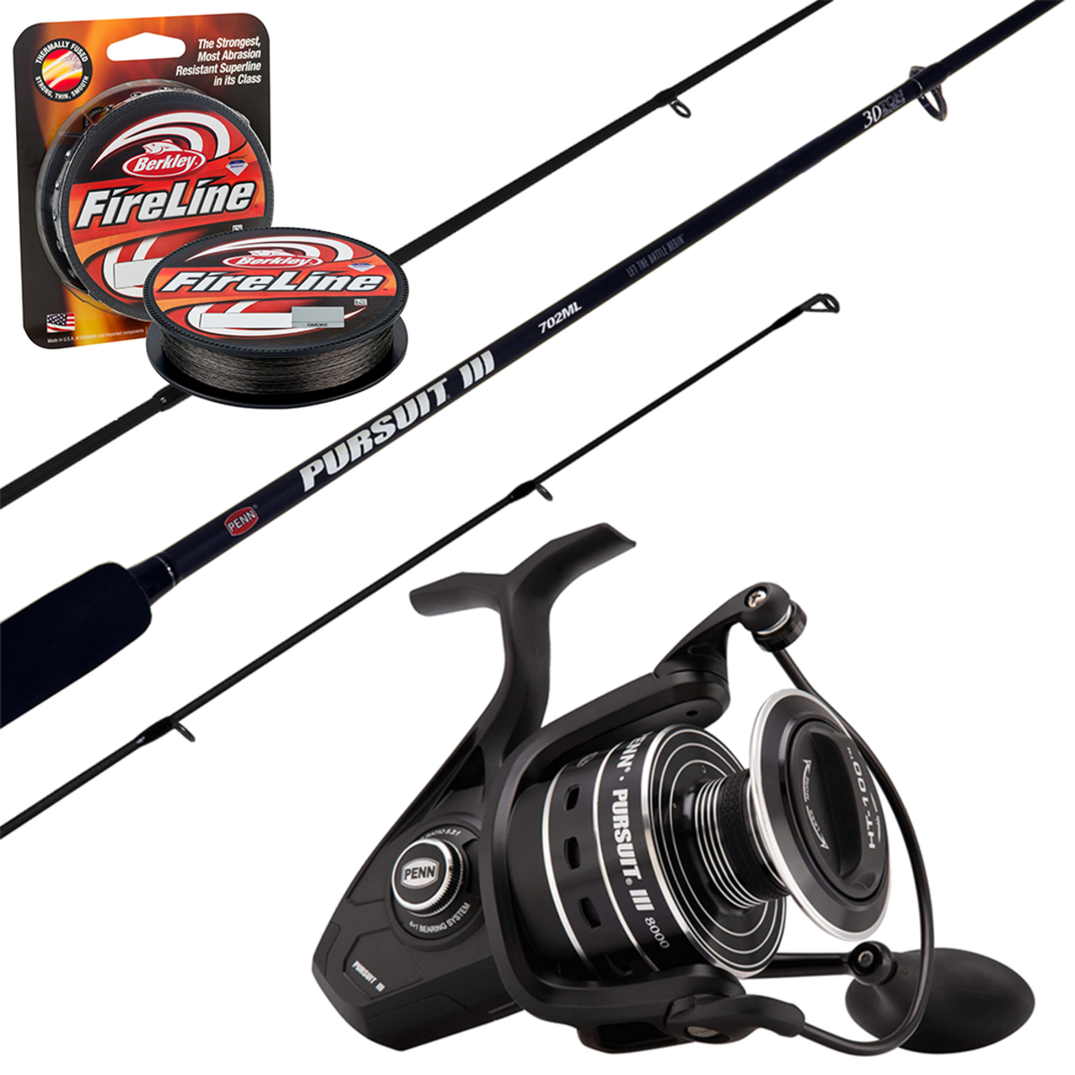 Penn Pursuit Iii 3000 Pursuit 702ml 7 2 3 6kg Spinning Combo 2 Piece With Braid