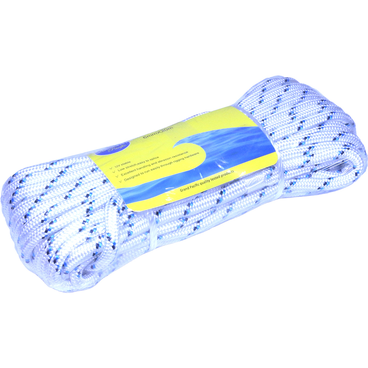 Spliced Double Braid Nylon Dock/Mooring Line White W/Blue Fleck Smart