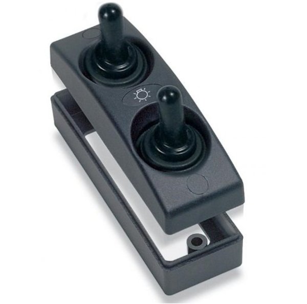 10Amp Black Double Interior/Exterior Light Switch (Surface Or Recessed Mount)